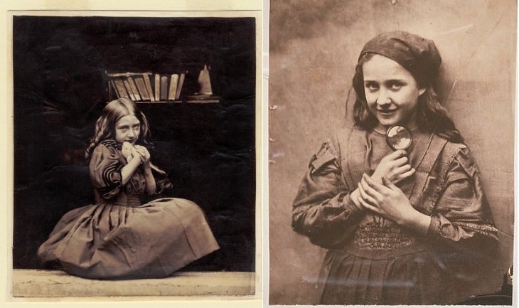 Oscar Gustave Rejlander artist portrait No title, c. 1860 (left), Young girl holding a mirror, 1860 (right)