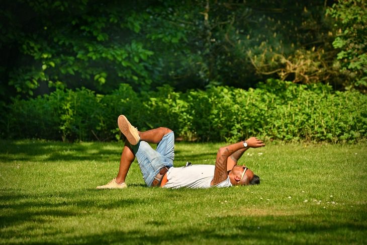 Lyme disease: lying on grass
