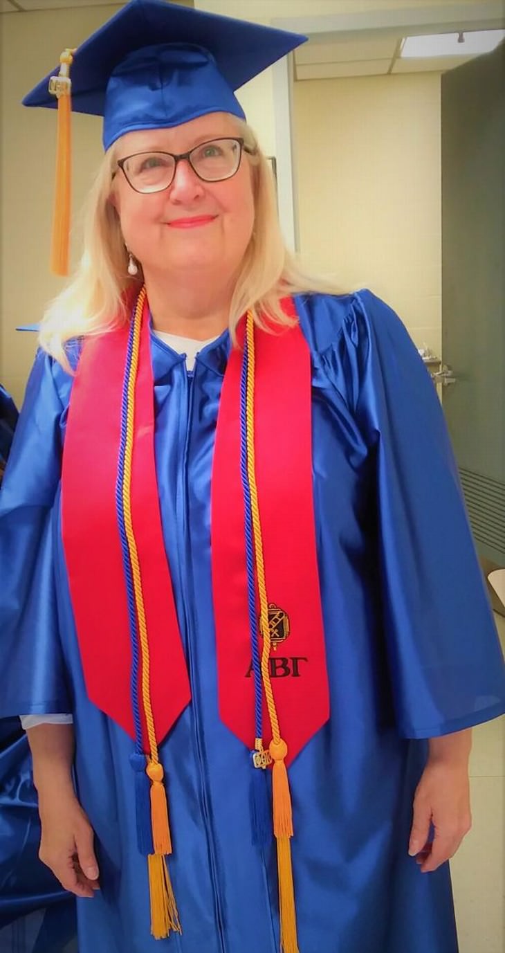 senior graduates 65 and she just graduated from college