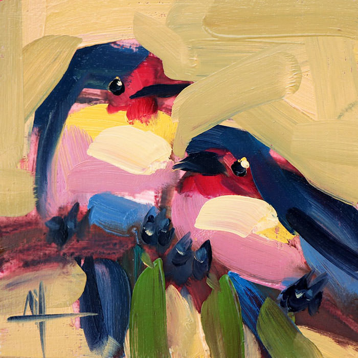 wide brush stroke bird paintings