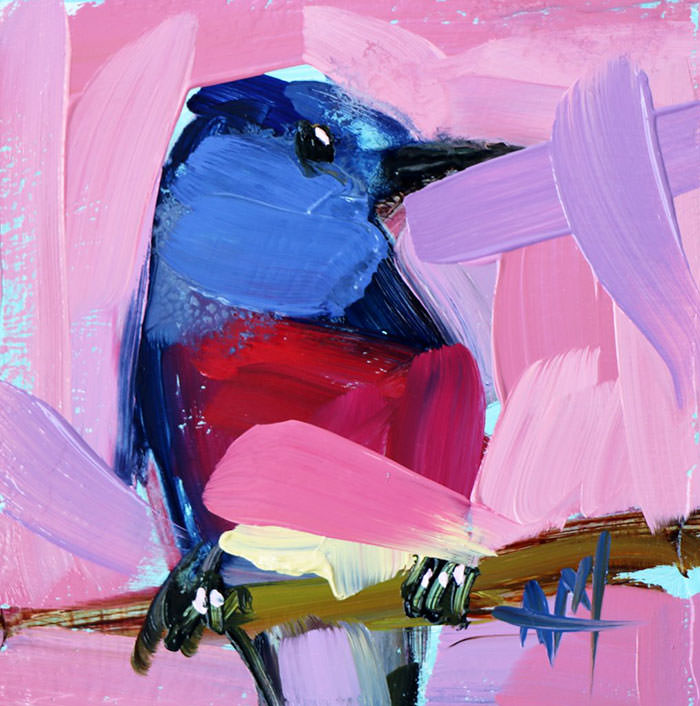 wide brush stroke bird paintings