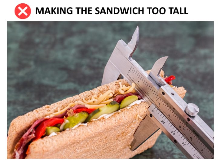 sandwich mistakes  Making the sandwich too tall