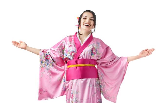 Japan quiz: white woman wearing a kimono