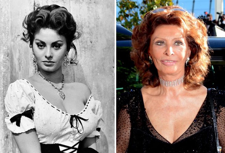 celebrities past their 80s Sophia Loren (1955 vs 2014)