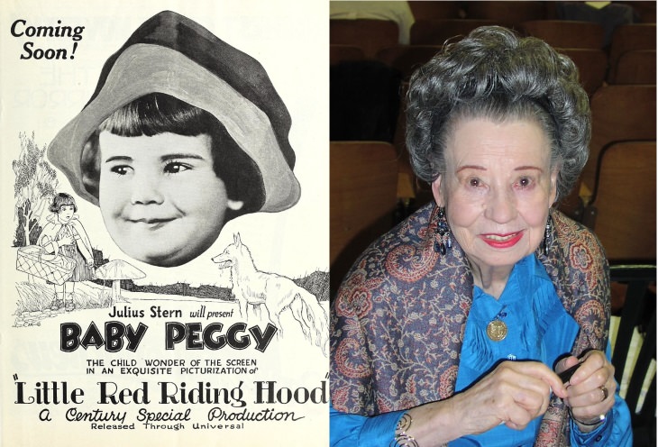 celebrities past their 80s Baby Peggy (1922 vs 2012)