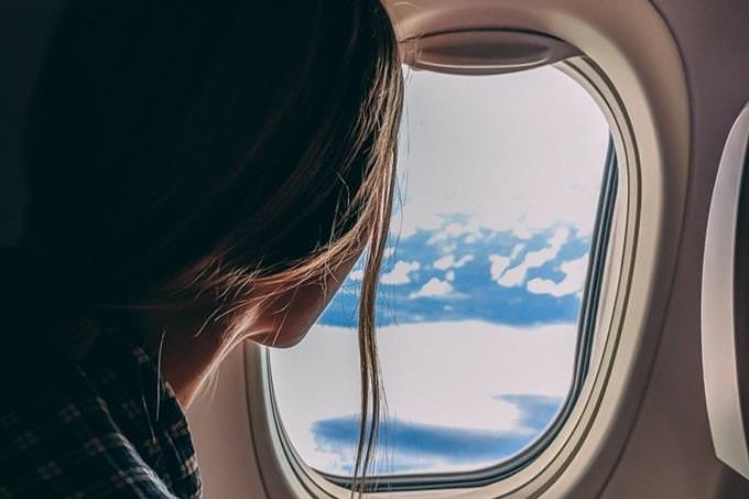 woman on a plane