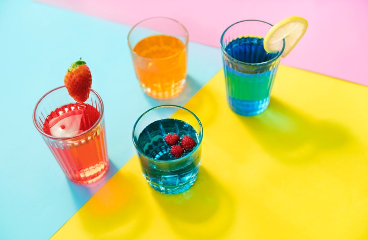 Sweet Drinks Raise Cancer Risks, 100% Juices Included colorful drinks