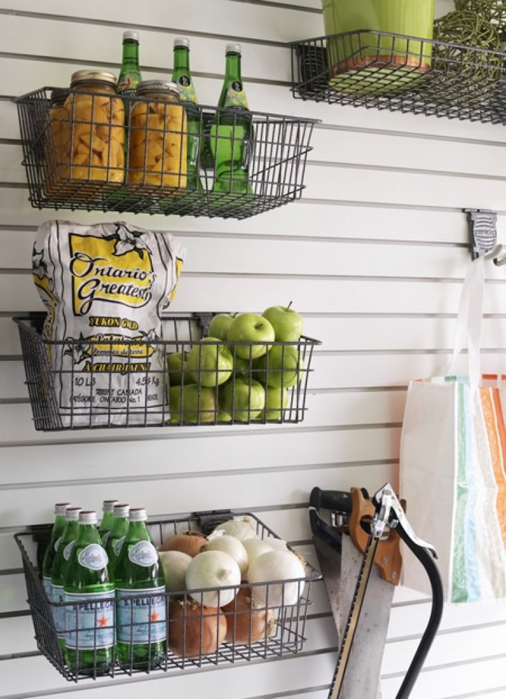 garage organization tips baskets hanging