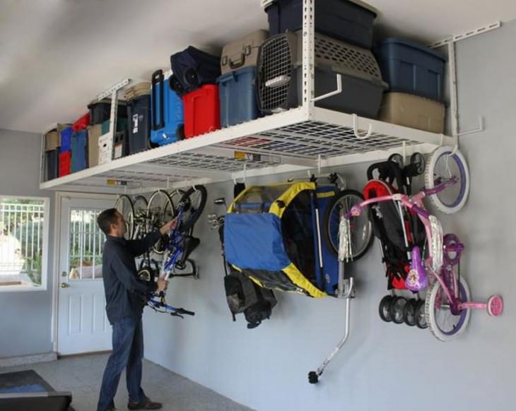 garage organization tips hanging bikes