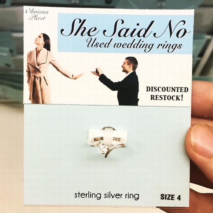 obvious plant wedding ring she said no