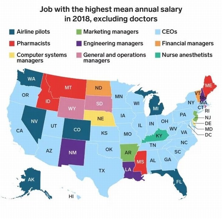 U.S. statistics maps lowest salaries