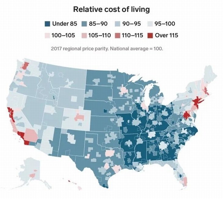 U.S. statistics maps cost of living