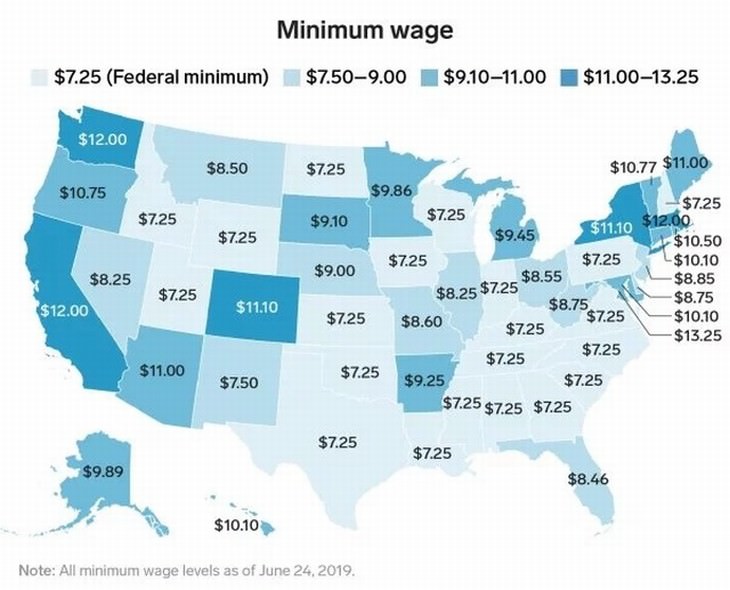 U.S. statistics maps minimum wage