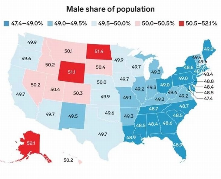U.S. statistics maps men and women