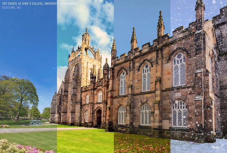 throughout the seasons places in the world Aberdeen, Scotland, UK, King’s College Chapel, University Of Aberdeen