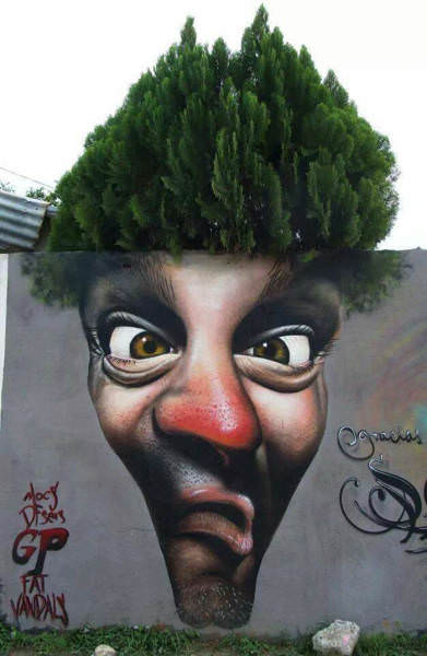 Plants and Street Art: tree man