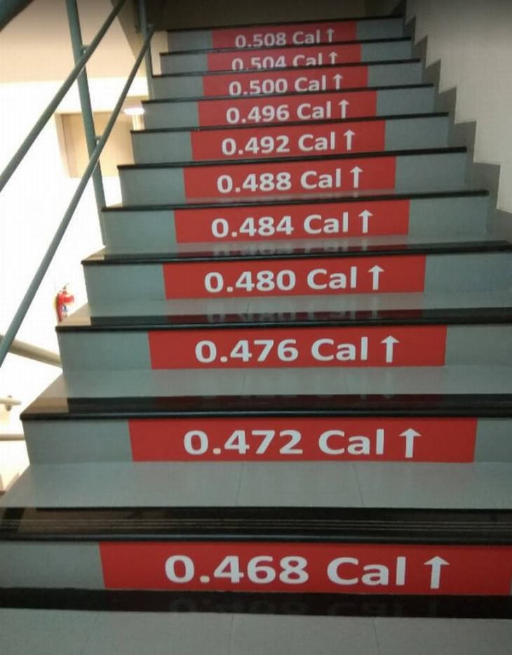 clever gadgets and inventions found in store staircase showing calories burned
