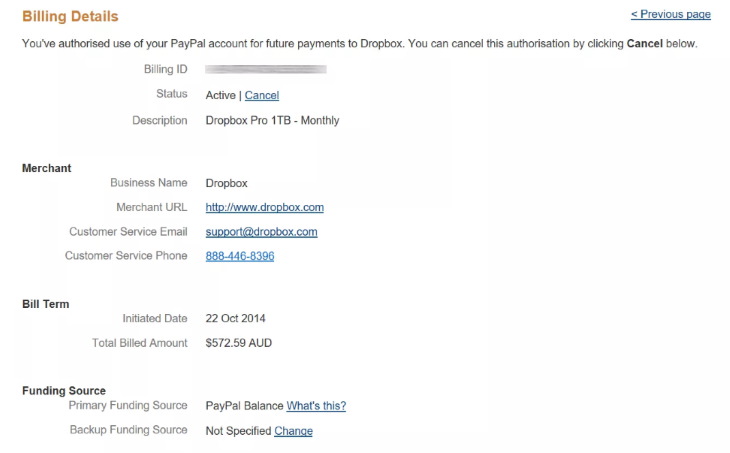 canceling payments and subscriptions on Paypal individual subscription