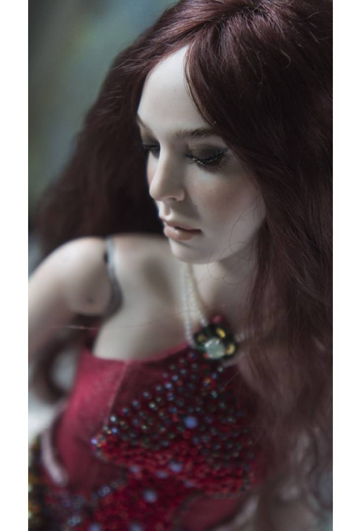 Porcelain dolls: red dress