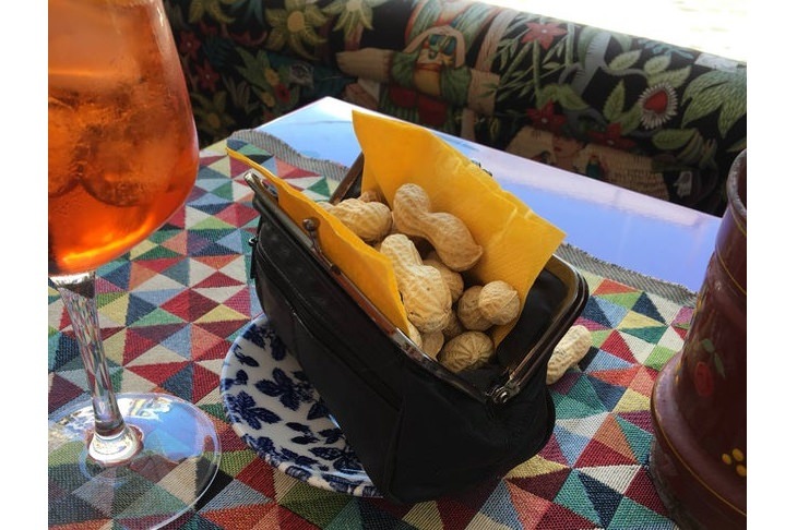 Pretentious food presentations: peanuts in purse