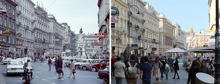 Vienna vintage photos Graben in 1966 and 2018