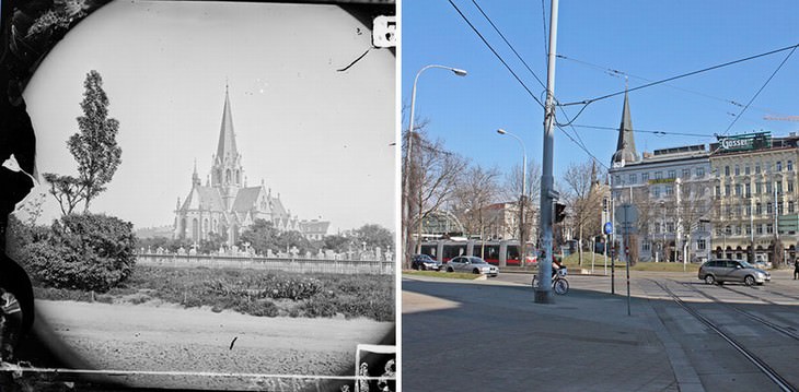 Vienna vintage photos Gürtel Street 1874 vs. 2015