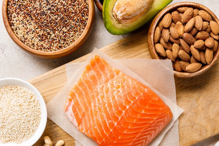 Weight loss plateau: protein quinoa salmon avocado almonds