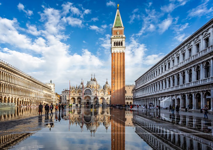 Flooded Venice Piazza San Marco (St.Mark's Square) in 2018