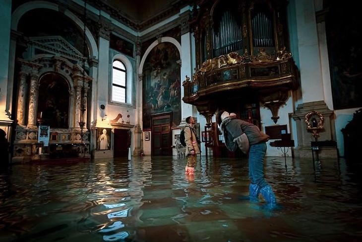 Flooded Venice cathedral