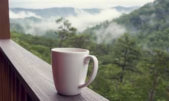 cup of coffee on balcony