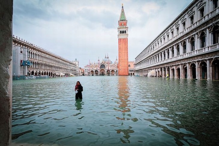 Flooded Venice Piazza San Marco (St.Mark's Square) in 2019