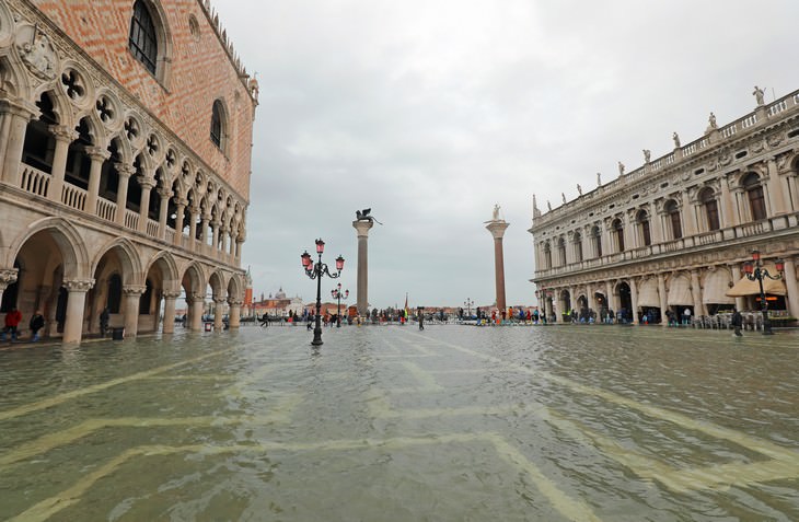 Flooded Venice Piazza San Marco (St.Mark's Square) in 2019