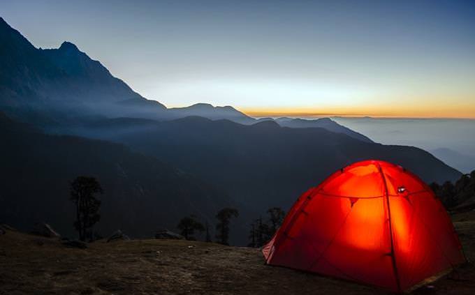 camping tent on a mountain