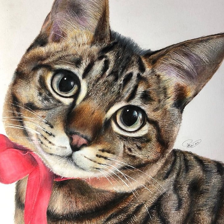 a realistic painting of cats