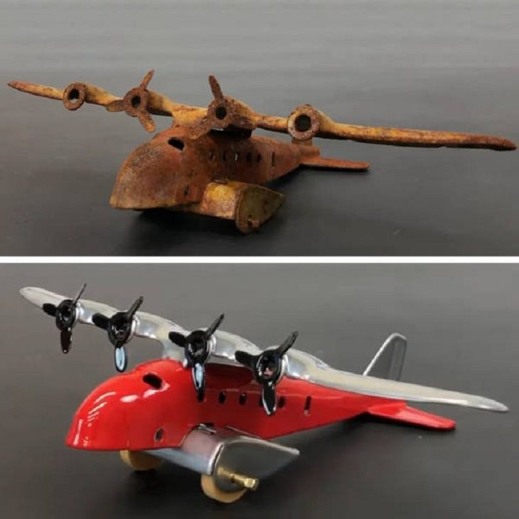 Before and After Cleaning Photo airplane model