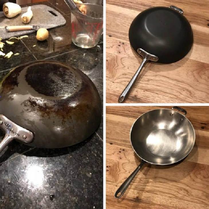 Before and After Cleaning Photo frying pot