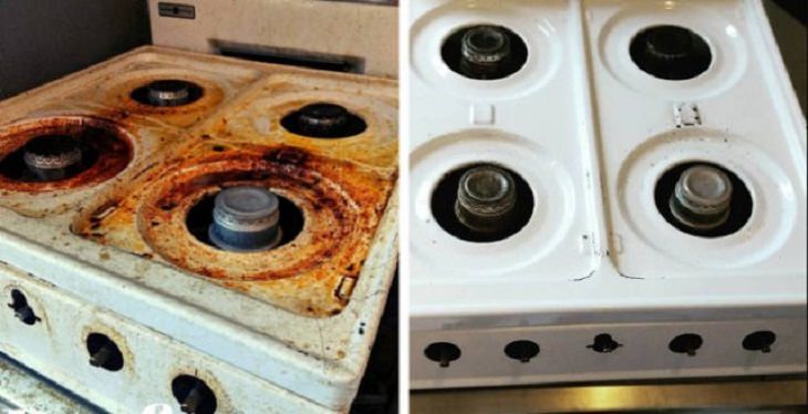 Before and After Cleaning Photo gas stove