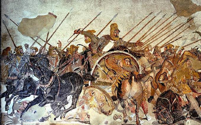 painting of warriors in battle