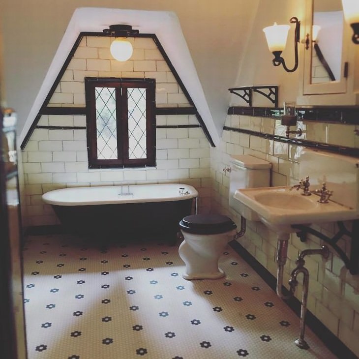 Chris Toledo miniature room design The Bathroom in a 1920's Tudor House