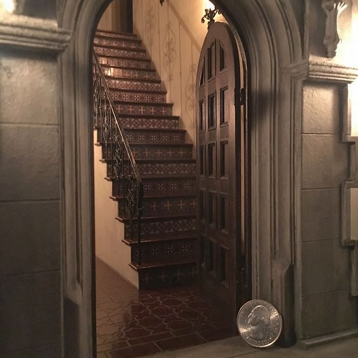 Chris Toledo miniature room design Antique Staircase Complete With Hand-Crafted Metal Railings