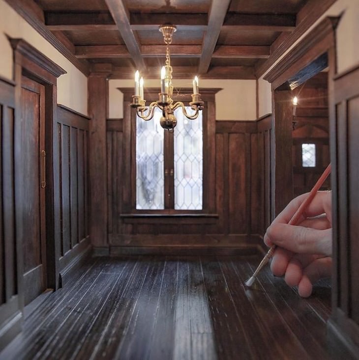 Chris Toledo miniature room design 1920s Tudor Revival project