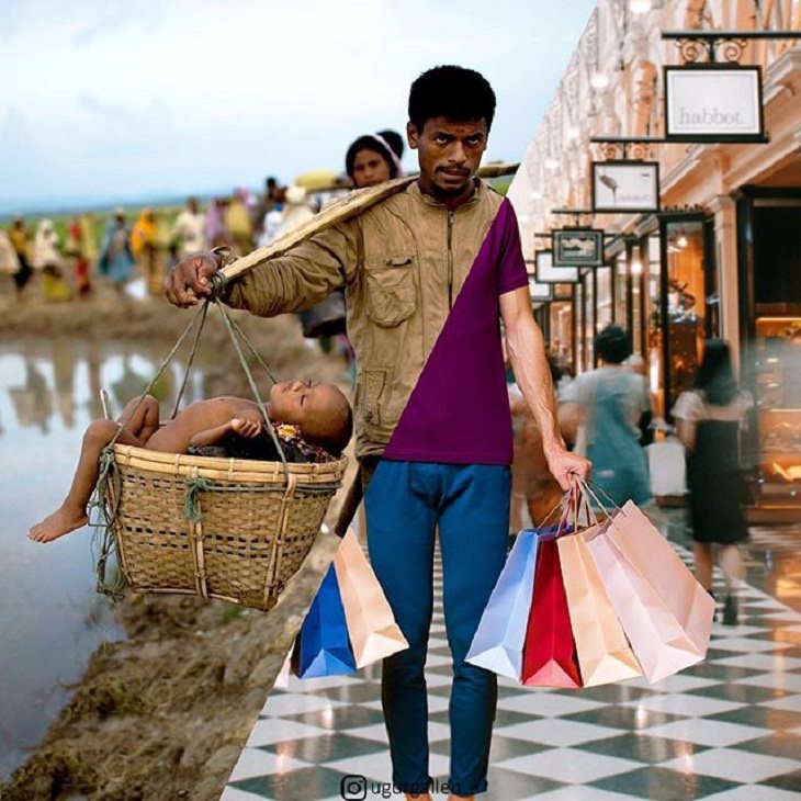 Contrasting Collages shopper vendor 