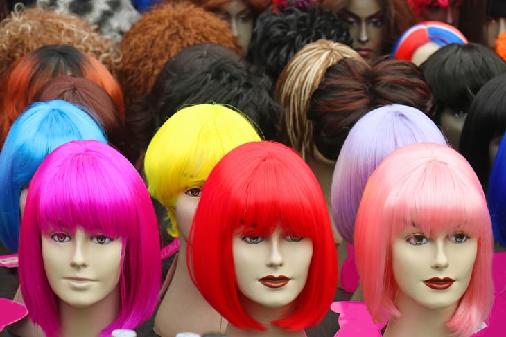 irrelevant slang selection of colorful wigs