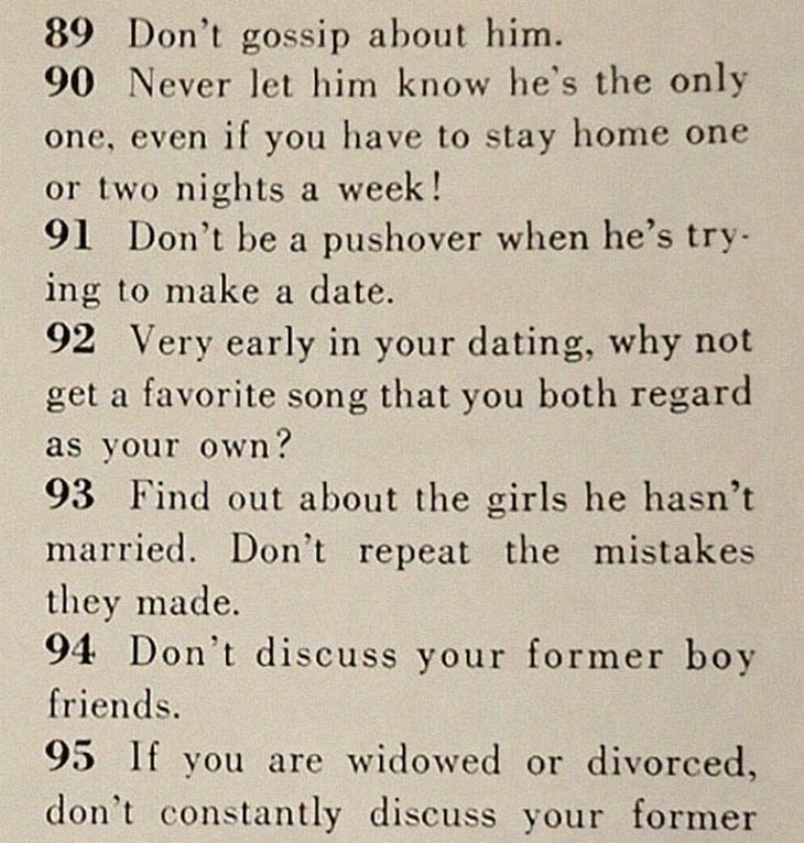 An article from 1958 listing 129 ways to find a husband