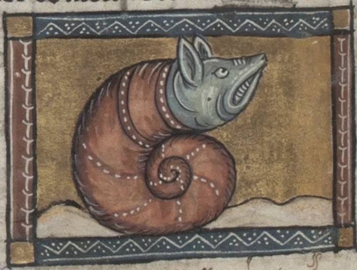 Hilarious Medieval Paintings of Animals, snail