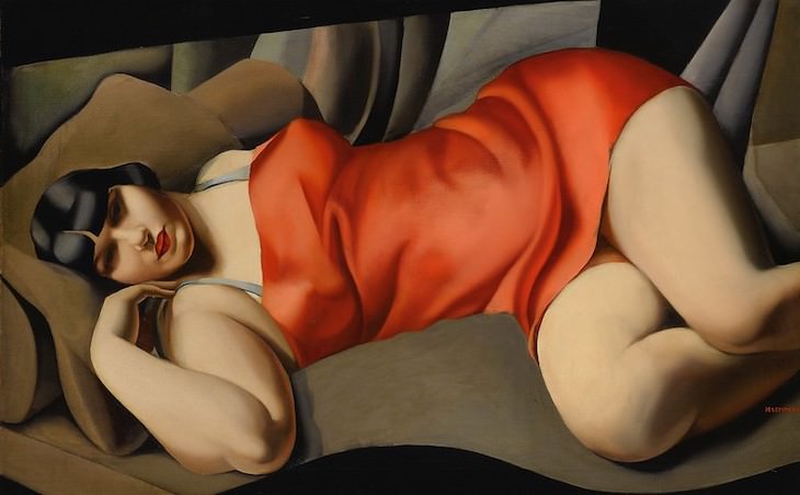  Artist profile of Tamara de Lempicka, pink dress 1927