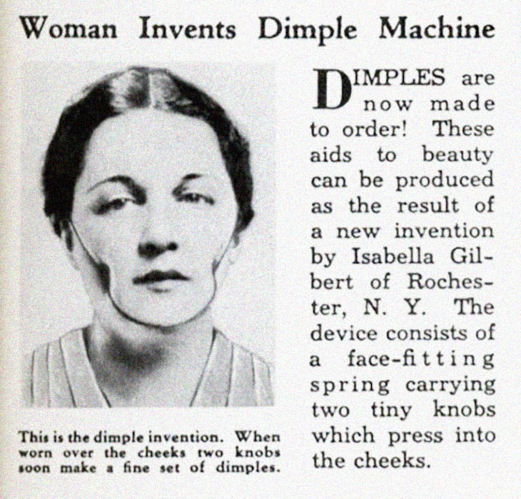 Past Beauty Practices That Seem Strange Today, Dimple machine, 1936