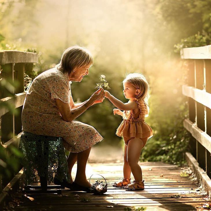 12 Heartwarming Photos Depicting a Grandma's Love, flower