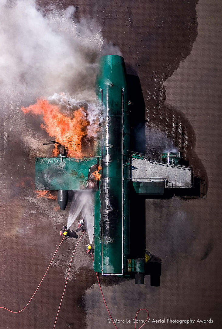 Aerial Photogprahy Award 2020: Stunning Winners, First Place In Documentary Category: Fire Attack by Marc Le Cornu