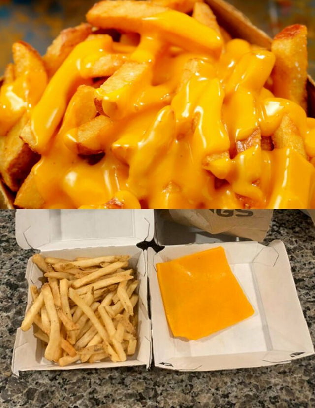 Food Ads vs Reality Cheese fries from buffalo wild wings